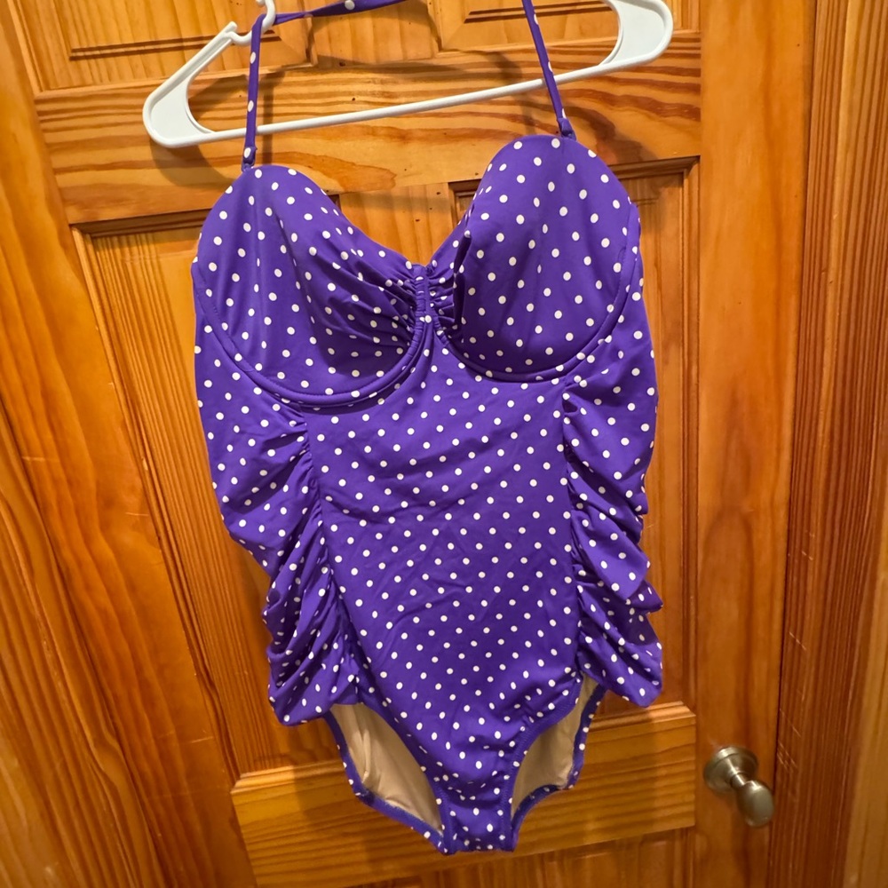 J. Crew Purple Polka Dot Swimsuit